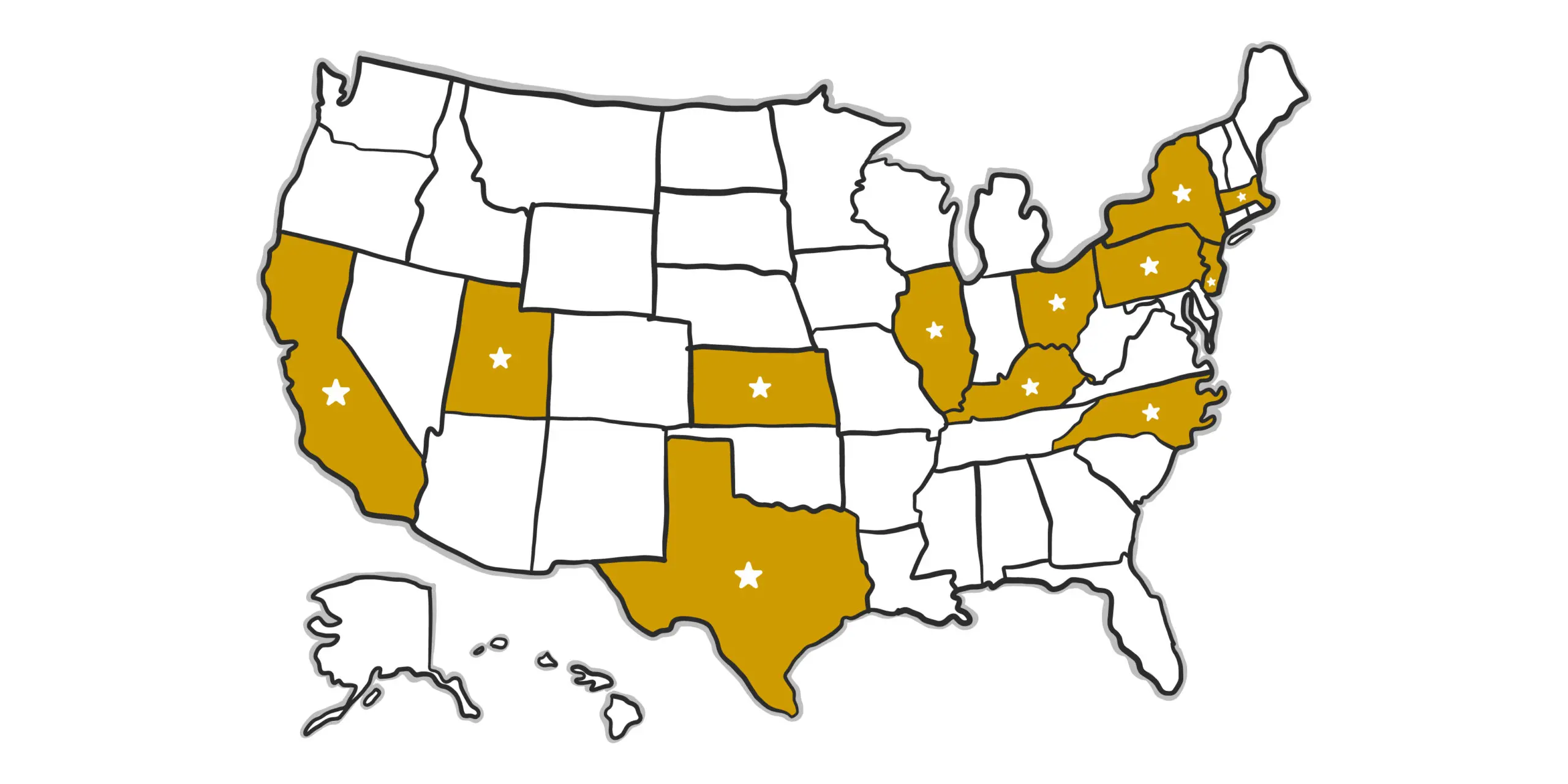 Map of the United States showing Award Maven manufacturing locations
